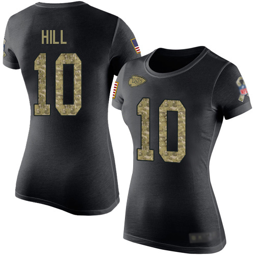 Women Football Kansas City Chiefs #10 Hill Tyreek Black Camo Salute to Service T-Shirt->kansas city chiefs->NFL Jersey